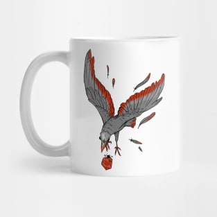 Black Crow Flying with Shiny Red Ruby Mug